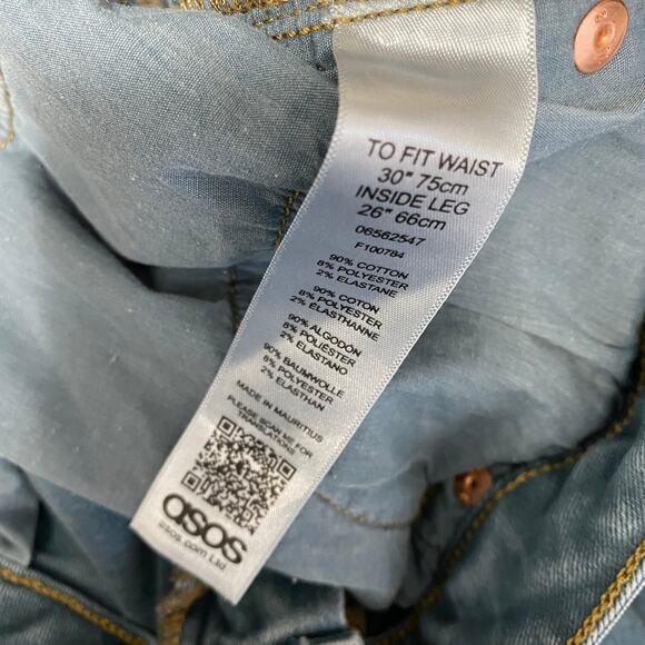 ASOS Blue Cotton Blend Denim Skinny Jeans Women's Size 30 x 26 - Picture 6 of 8